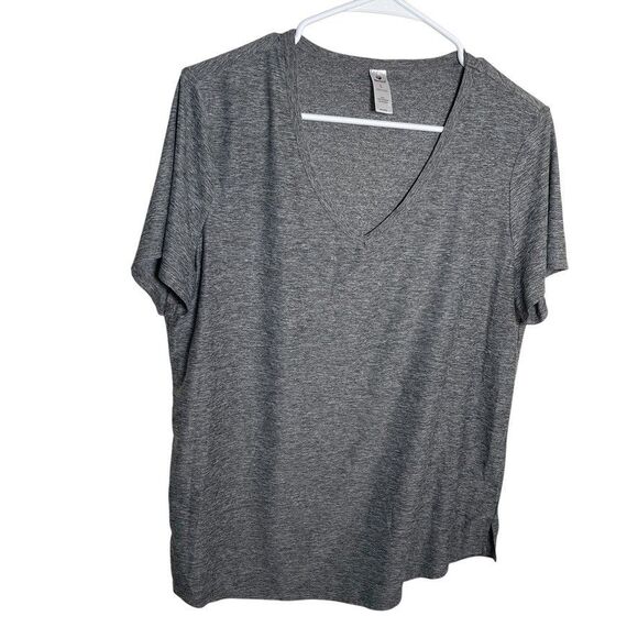 90 Degree By Reflex T-Shirt Women's Large Gray V-Neck Short Sleeve Athletic Top - Picture 1 of 7